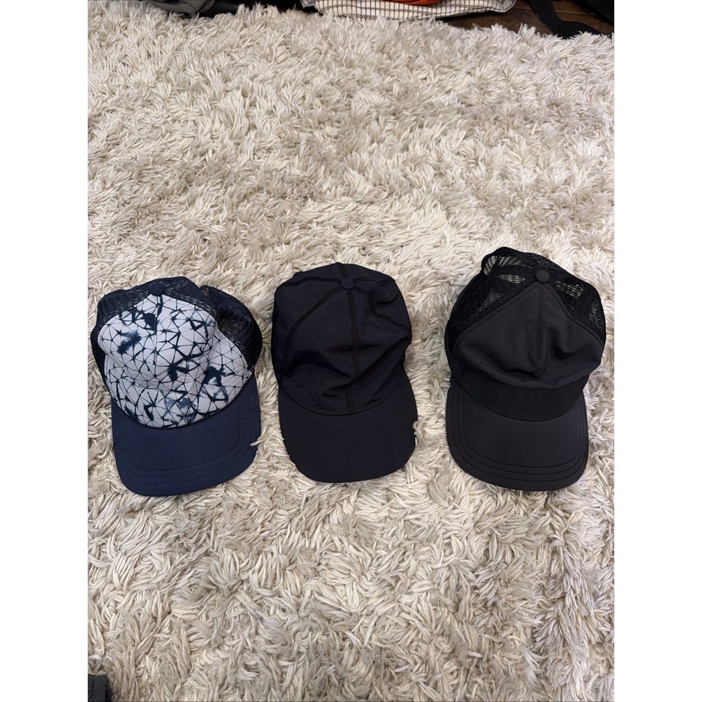 Lululemon Hat Lot of 3 Womens One Size Fast Free Run Paint Splatter Cap Gym